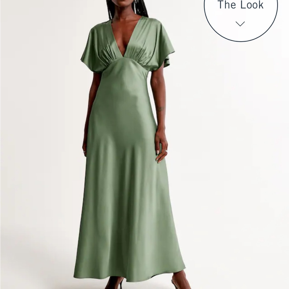 Abercrombie & Fitch Satin flutter sleeve dress